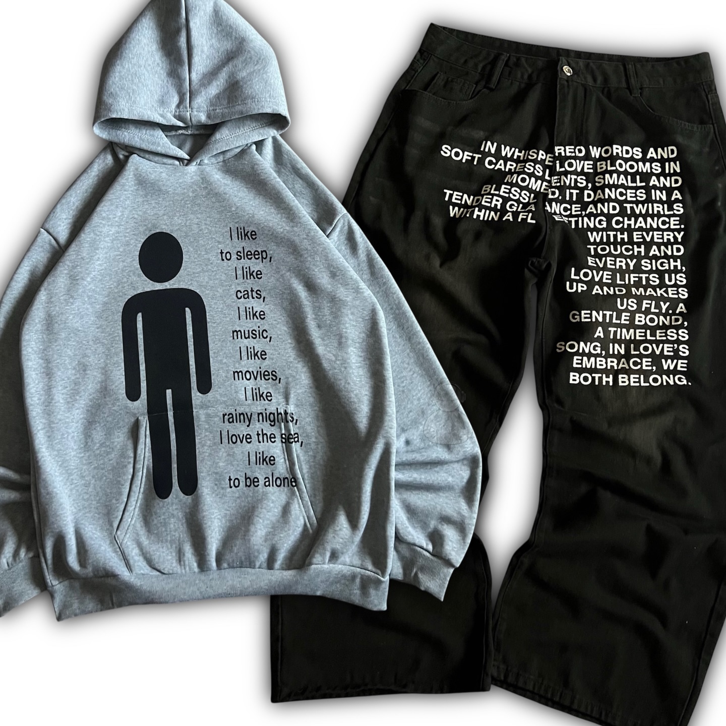 Men'S Fashion Y2K - アメリカンパターンレタージーンズ Y2K メンズパーカーセット ストリートウェア ゴシック 原宿系