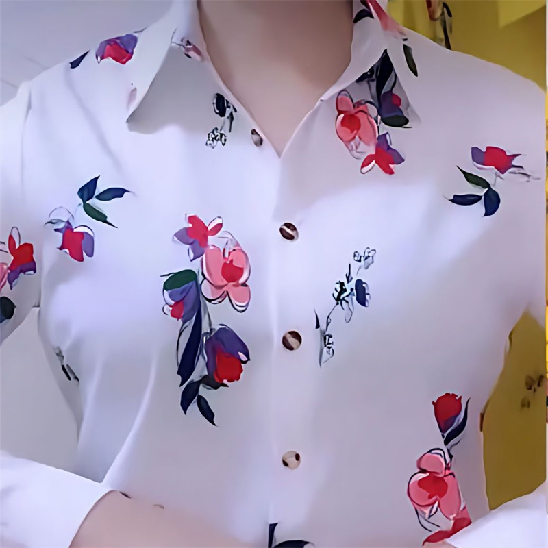 Polo Shirt Slim - 中年および高齢者の女性のシャツ 2026 新作春秋ファッション長袖シャツスリム多用途プリントブラウストップ