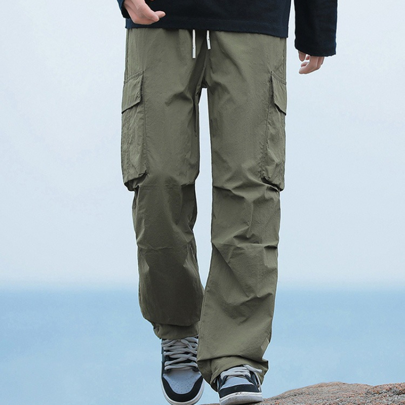 Cargo Jogger Pants - 夏のメンズルーズカーゴパンツ韓国ストリートウェア男性ストレートワイドレッグジョガーパンツ巾着ワークウェアトレンディカーゴパンツ