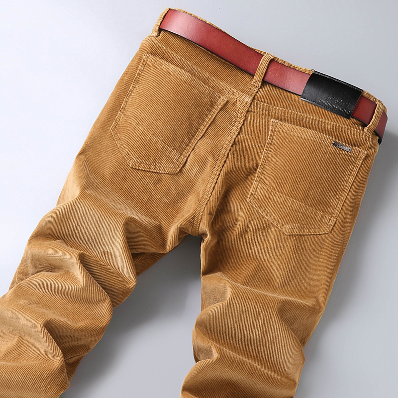 Men'S Fashion Khaki Pants - 綿コーデュロイカジュアルパンツメンズ秋の新ファッションカーキソフトスリムストレートビジネス弾性ズボン男性服