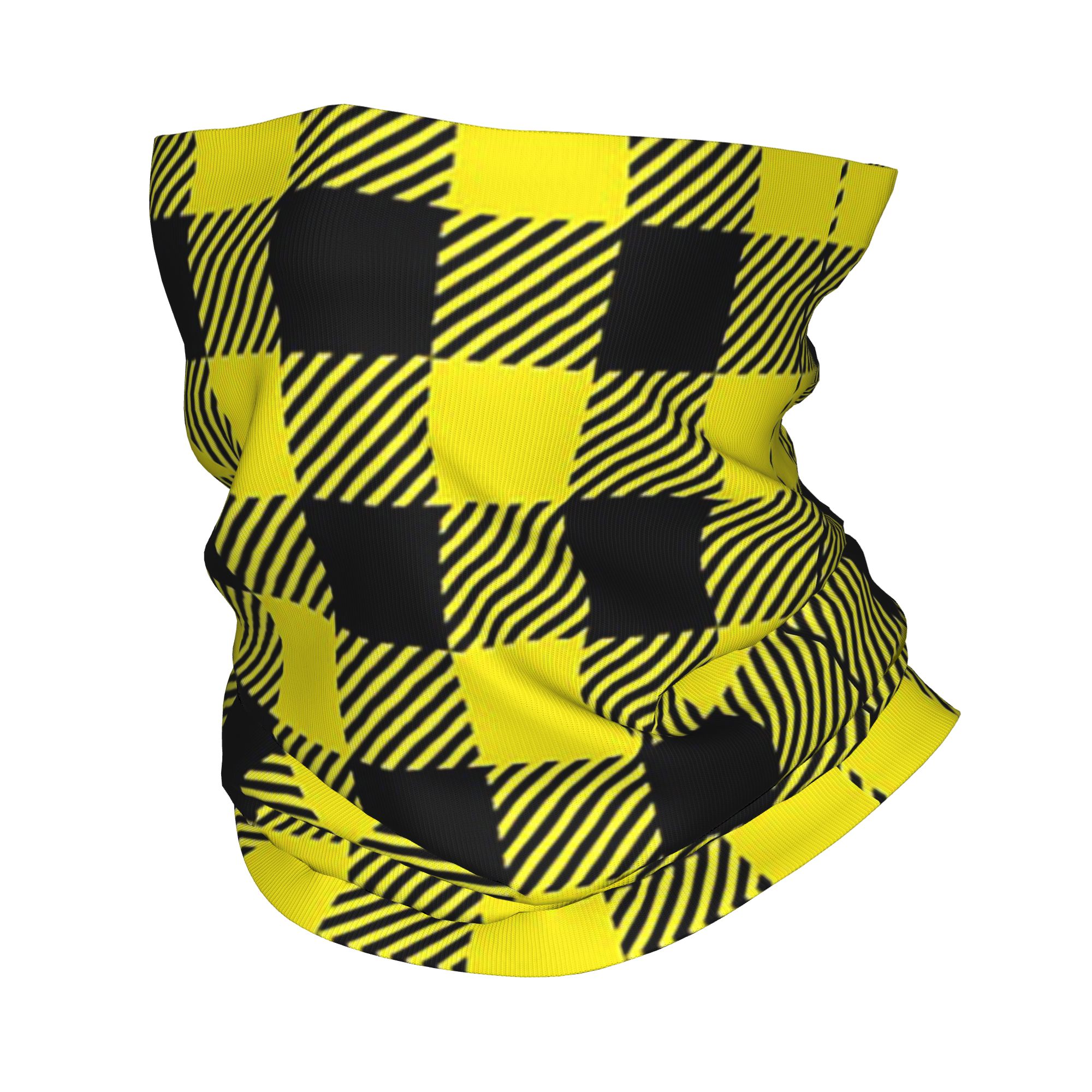 Yellow Men'S Fashion - 黄色と黒のバッファローチェック柄バンダナネックゲイタープリントマジックスカーフ多機能サイクリングスカーフハイキング釣りユニセックス
