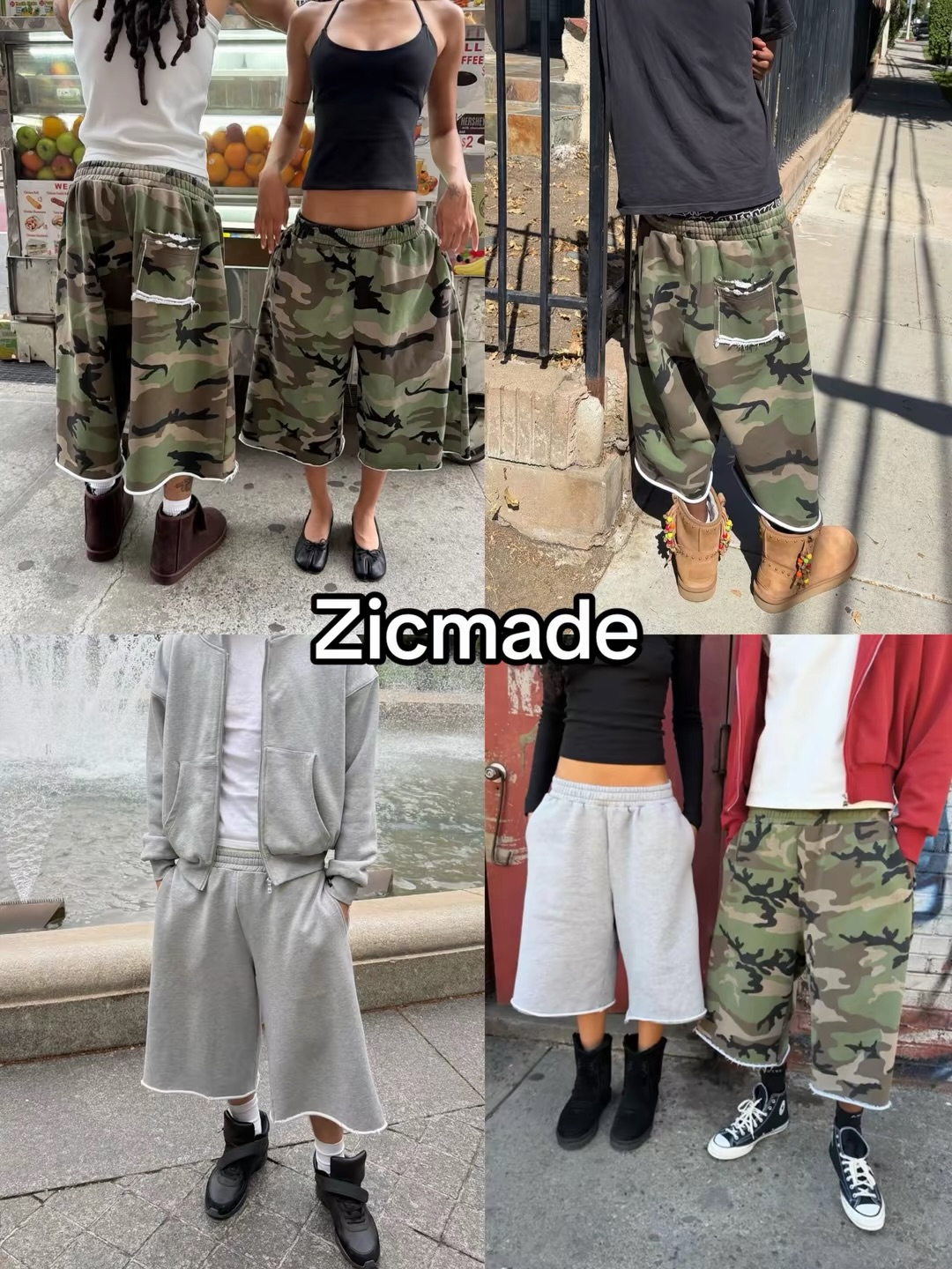 Mens Fashion Camo Pants - 原宿ヒップホップ迷彩ショーツ迷彩ストリートウェア Y2k カジュアルファッションプリントポケットバースウェットショーツ男性女性ショーツワイドレッグパンツ