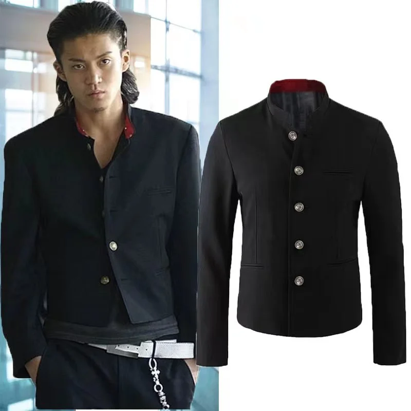 Formal Waistcoat Vest - 日本映画新カラスゼロ滝屋源氏制服高校コート JK 黒スーツカレッジスタイルジャケットメンズコスプレ衣装 # 1
