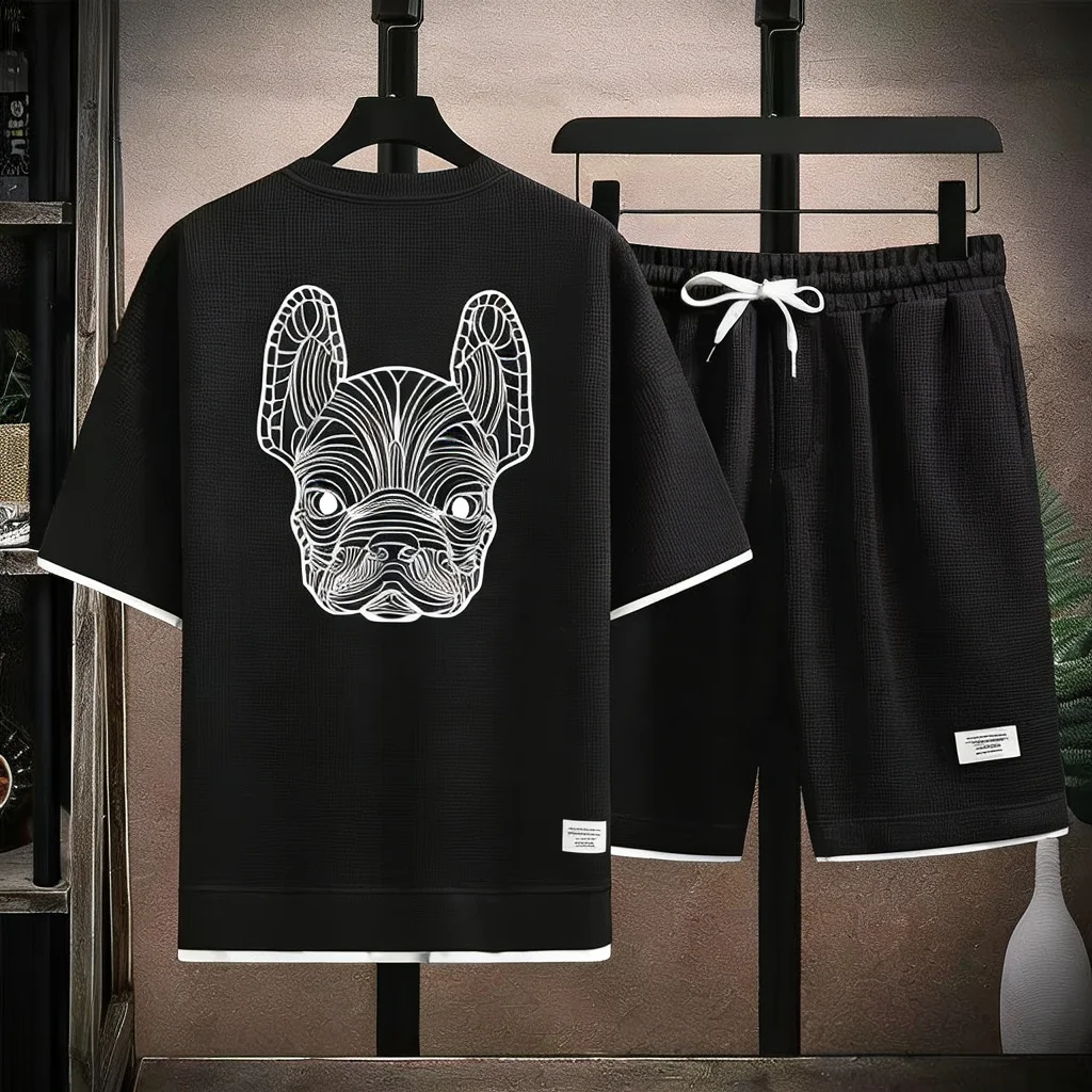 Mens Fashion Wear - 夏のメンズ速乾カジュアル半袖Tシャツとショートパンツセットシティストリートファッションランニングスポーツ2ピーススーツ