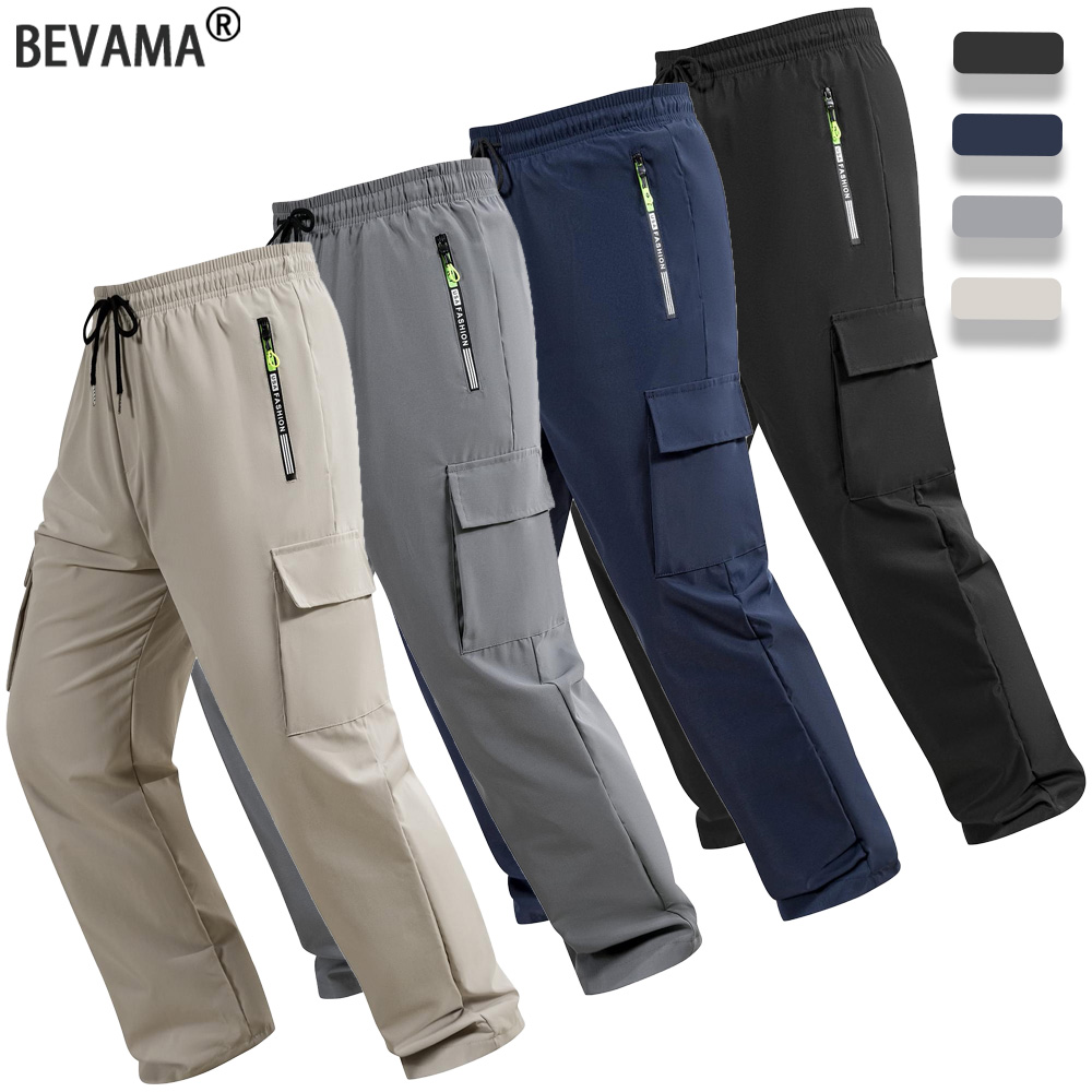 Cargo Jogger Pants - 春秋メンズカーゴパンツ無地アウトドアカジュアルパンツ多ポケットジョガースポーツロングパンツハイキングコットンパンツ
