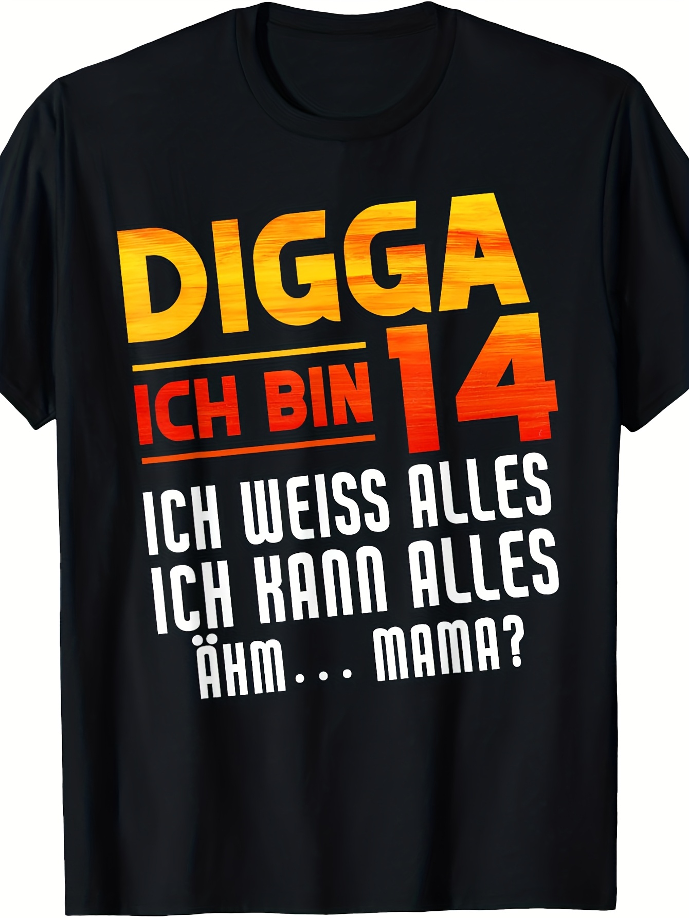 Men'S Fashion Outfit Ideas - メンズ面白いドイツ語の誕生日キャッチフレーズTシャツ – 「Digga Ich Bin 14