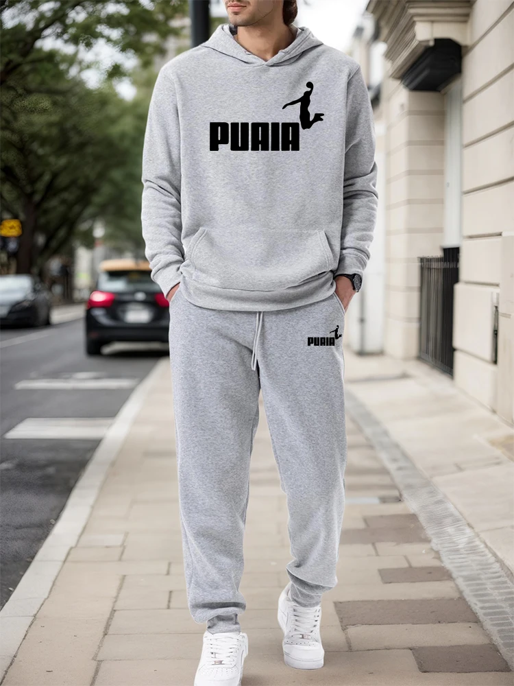 Mens Fashion Casual 2026 - メンズセット/パーカー/パンツ 2026秋冬 カジュアルスポーツ フード付きプルオーバー＆スウェットパンツ アーバンファッション スポーツウェア