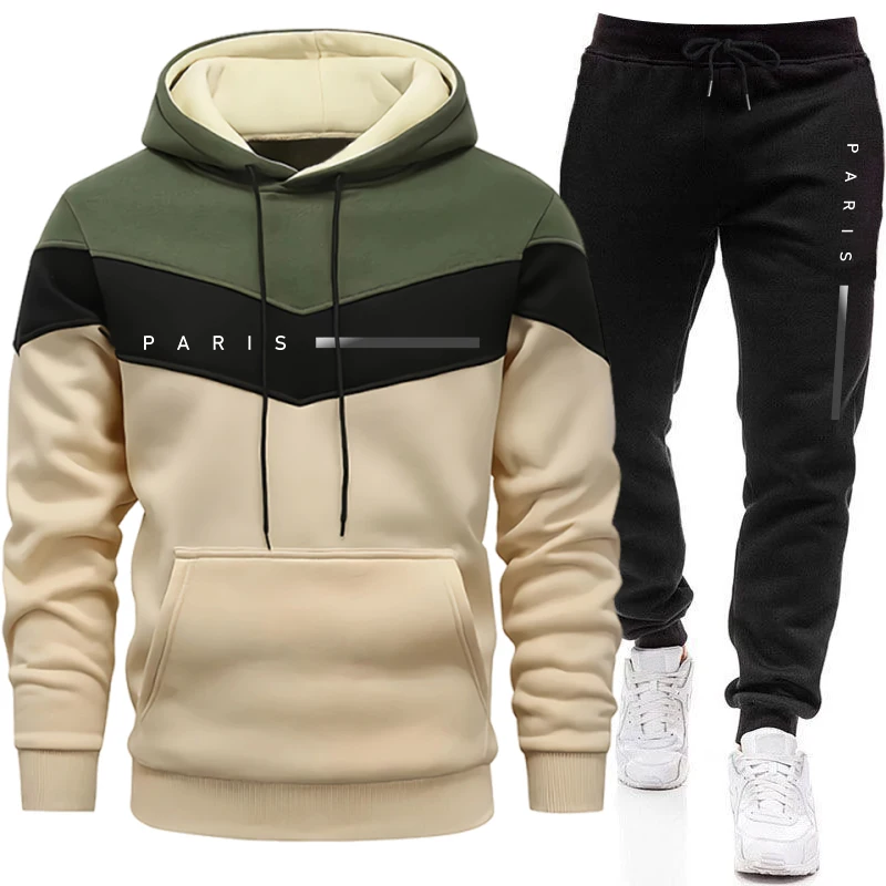 Paris Men'S Fashion - パリ 秋冬 デイリーカジュアル ファッション スポーツウェア フード付きスウェットシャツ＆スウェットパンツ