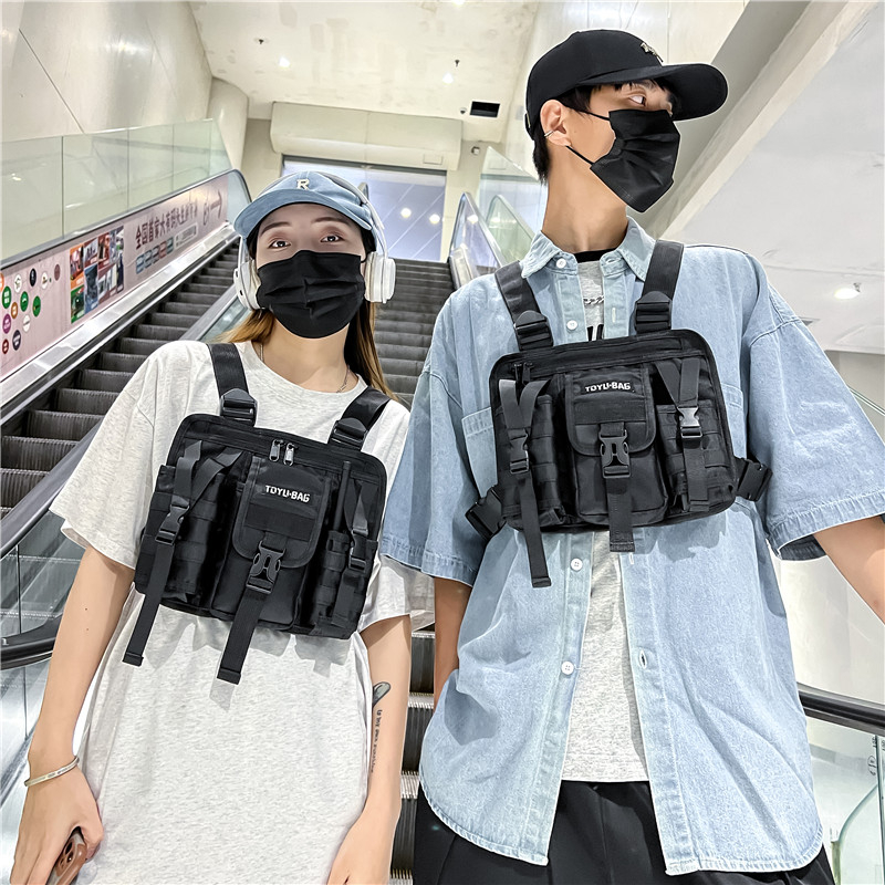 Tactical Vest Men - ヒップホップ ストリートウェア レディース チェストバッグ 2025年新作 ユニセックス