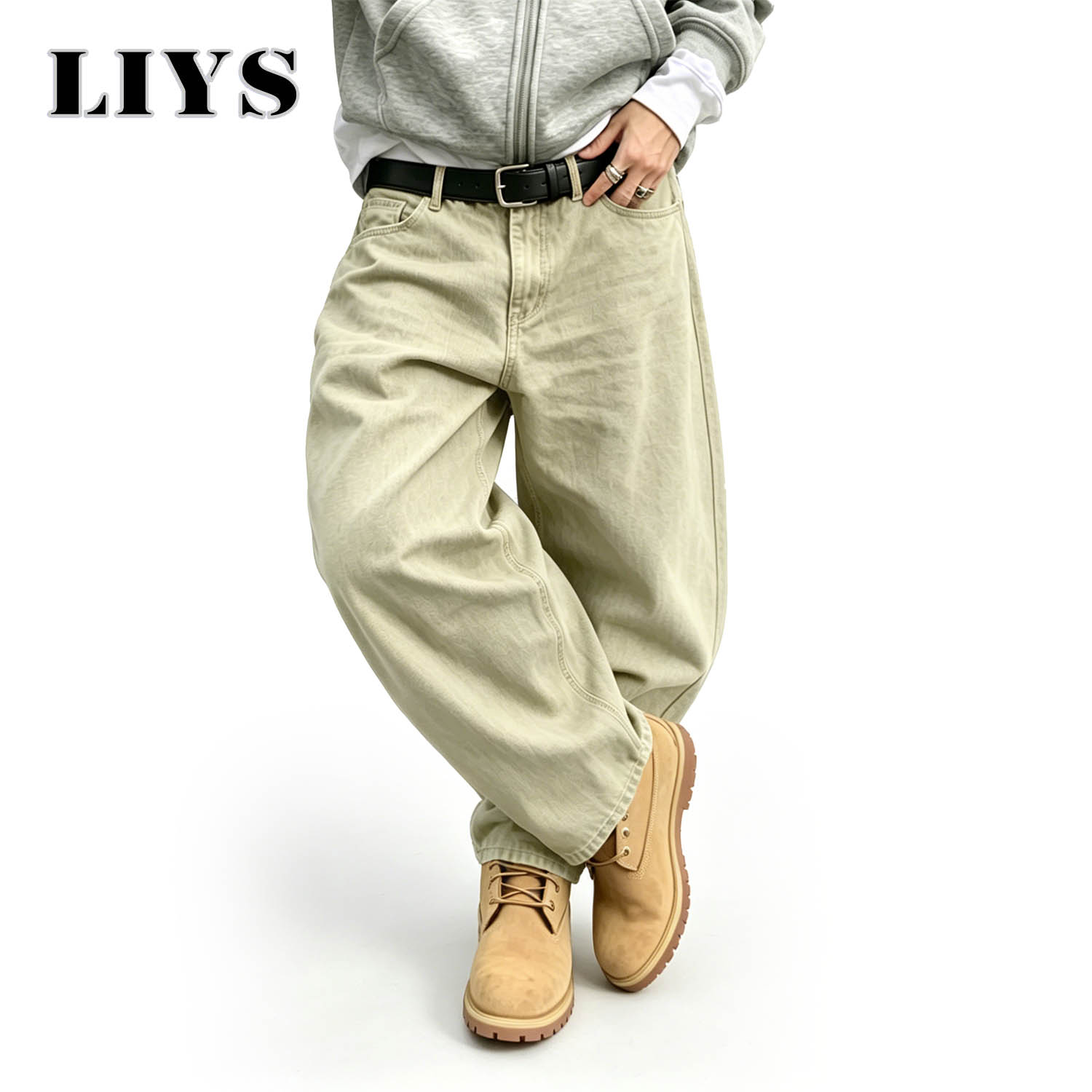 Men'S Fashion Khaki Pants - LIYS メンズ アメリカン レトロ ライト カーキ