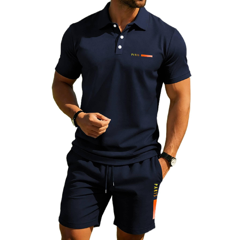 Paris Men'S Fashion - PARIS プリント メンズ ハイエンド サマーポロシャツ、速乾性、通気性、カジュアル ビジネス
