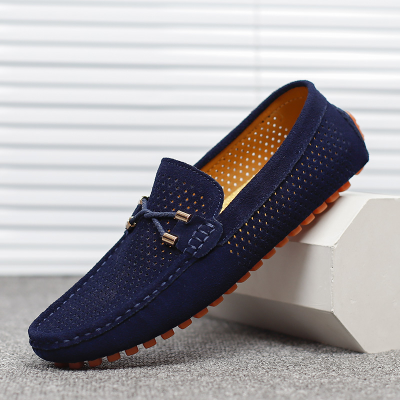 Men'S Fashion Loafers Shoes - 2026 夏の男性カジュアルシューズ高級ブランド本革メンズローファーモカシン中空通気性スリップオンドライビングシューズ