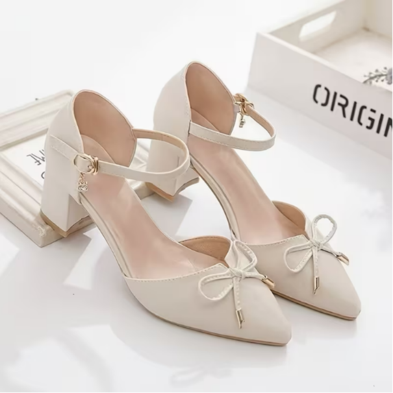 Mens Fashion Dress Shoes - レディースハイヒールサンダル、ポインテッドトゥパンプス、蝶結び装飾、チャンキーヒール、オフィス、レディースパーティー、結婚式用ドレスシューズ