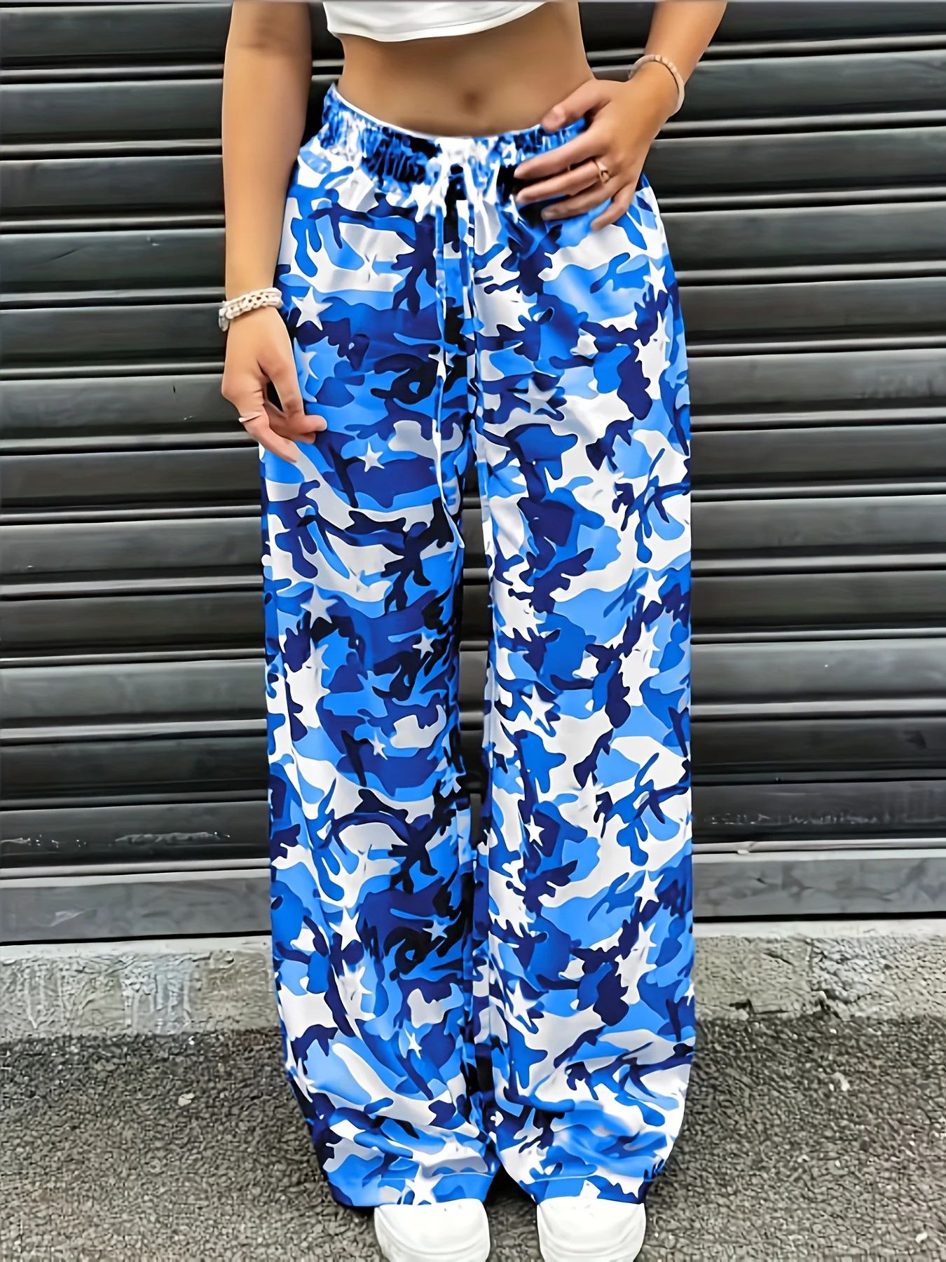Mens Fashion Camo Pants - ホット販売夏男性女性ブルー迷彩ワイドレッグパンツ通気性速乾性レトロストリートファッションカジュアルスポーツズボン