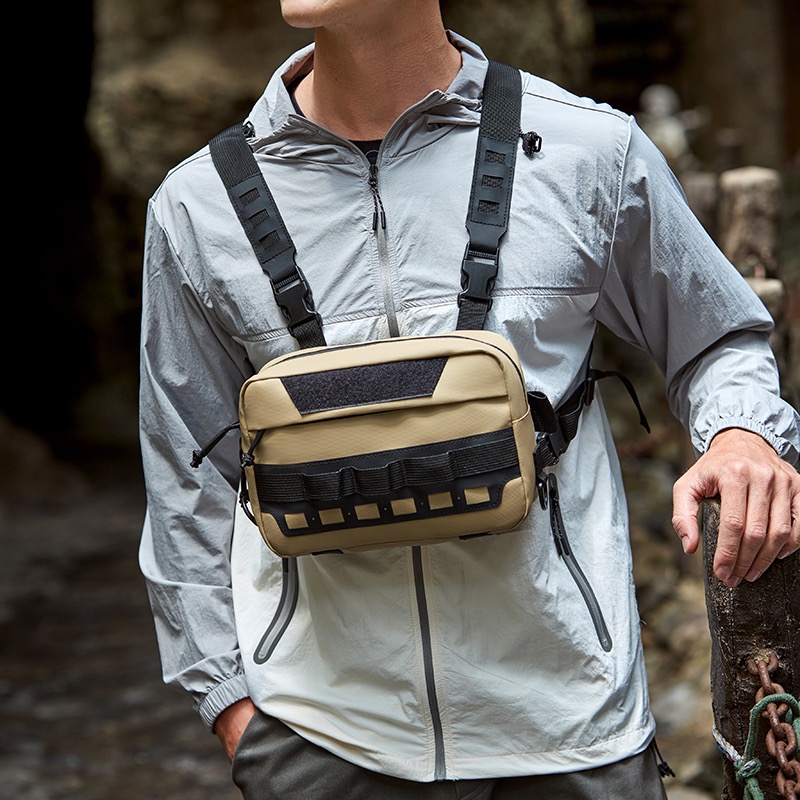 Tactical Vest Men - 新しい戦術的なチェストパックアウトドアスポーツバックパック防水多機能ポータブルベストバッグメンズコンバットバッグ迷彩