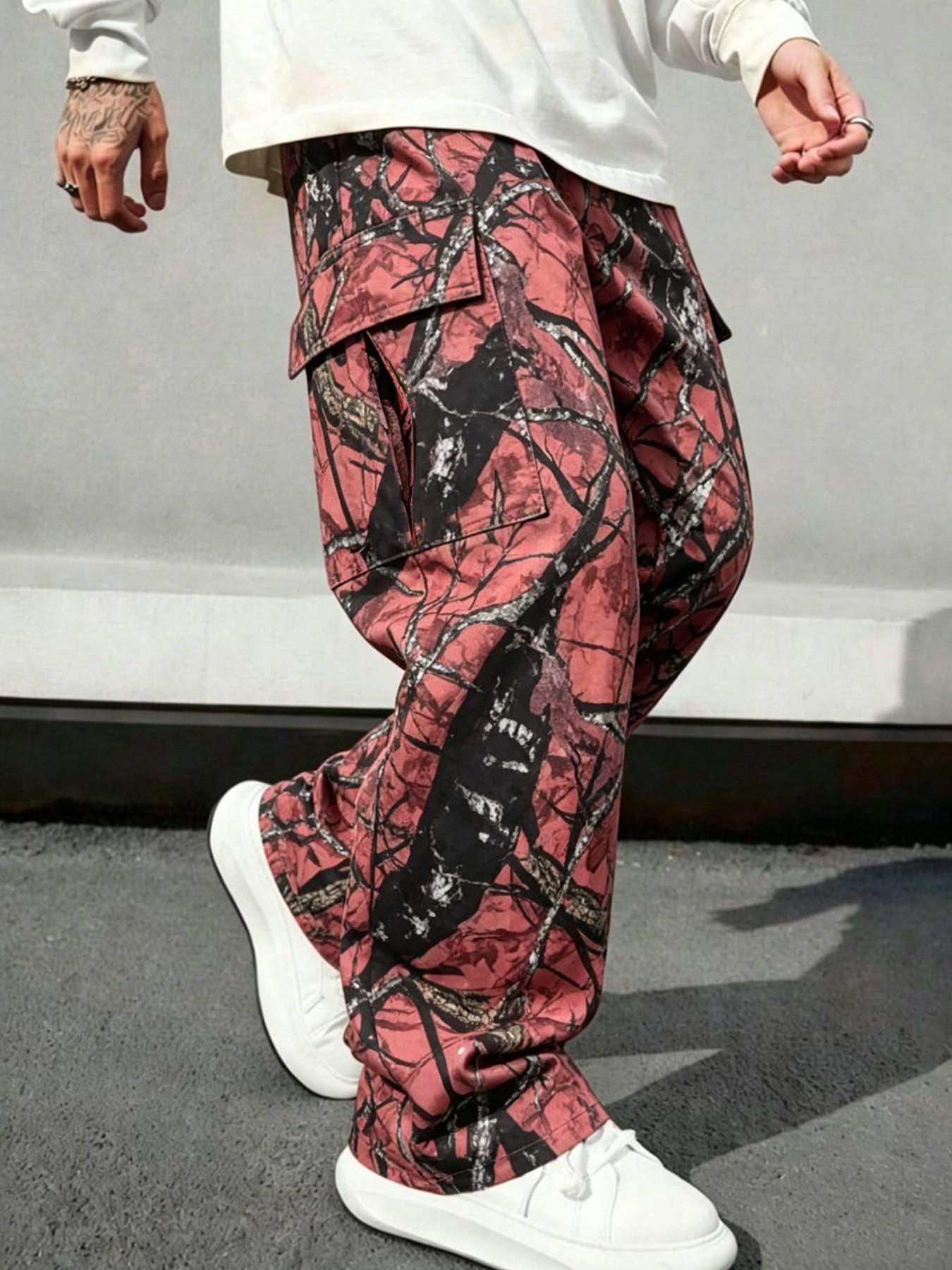 Mens Fashion Camo Pants - メンズ カモフラージュ ストレートレッグ ルーズワークジーンズ ファッション 快適なロングパンツ