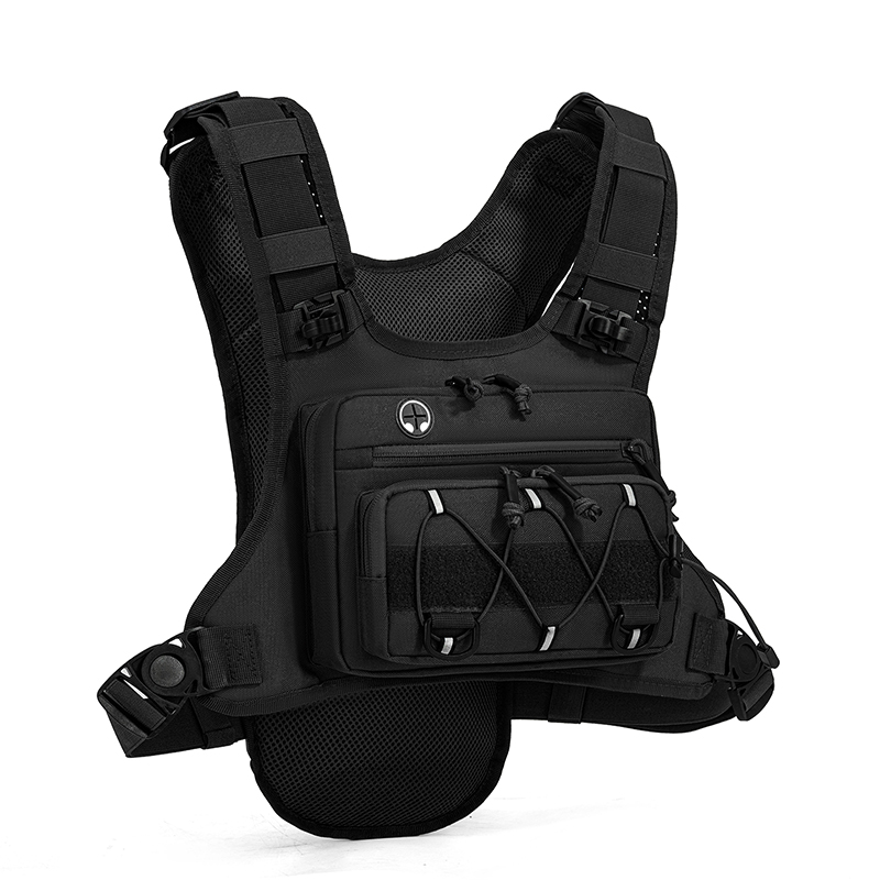 Tactical Vest Men - タクティカルバッグ フロントチェストリグベスト バックパック キャンプ、ハンティング、ランニング、サイクリング用 反射素材付き トラベル
