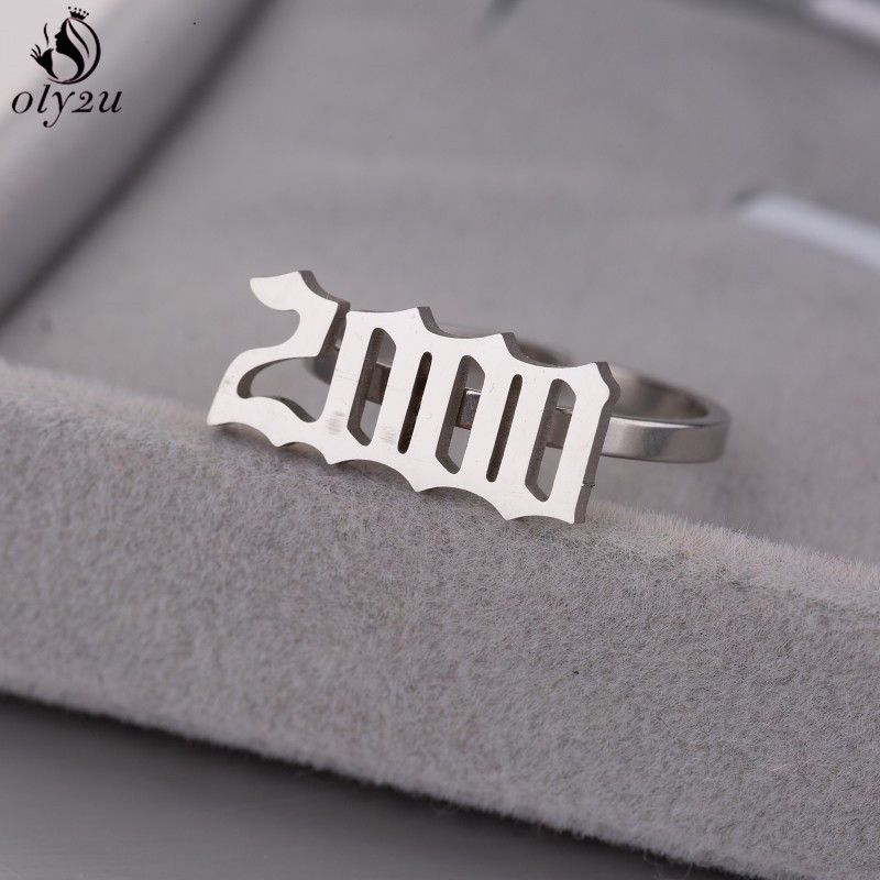 Men'S Fashion Year 2000 - Oly2u パーソナライズされた誕生日年番号リング 女性用 男性用 1980年から2000年まで 調節可能なステンレススチールリング