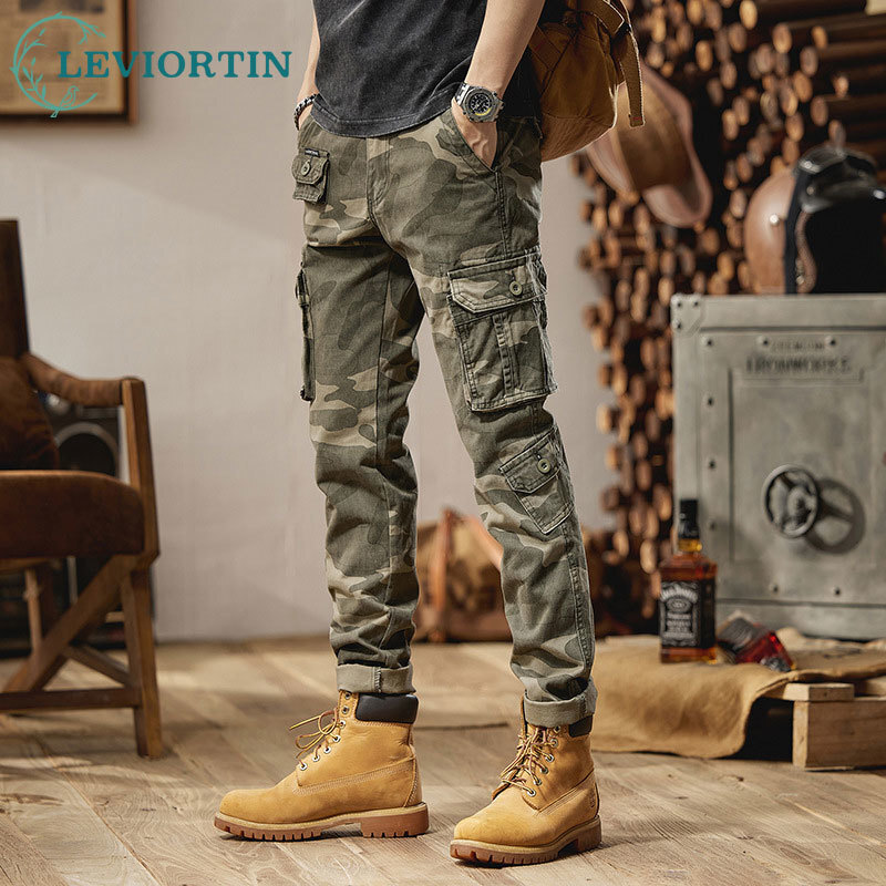 Mens Fashion Camo Pants - 2025 四季メンズファッショントレンディなルーズで多用途な迷彩カジュアル快適なストレートワークパンツ耐摩耗性パンツ