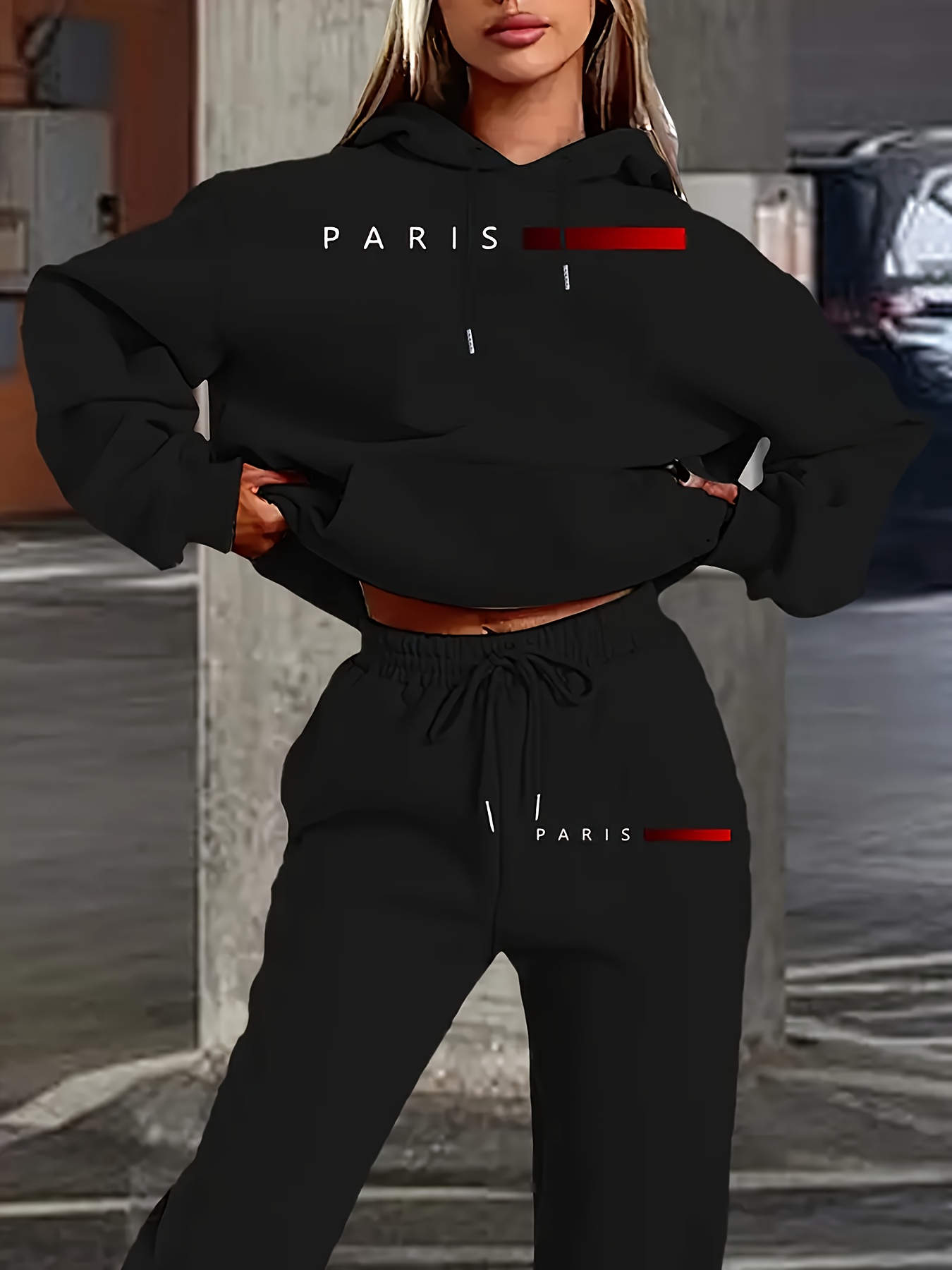 Paris Men'S Fashion - 新しい女性のセットパーカーとパンツパリレタープリント高品質スポーツスーツ春秋美的アクティブウェア女性服