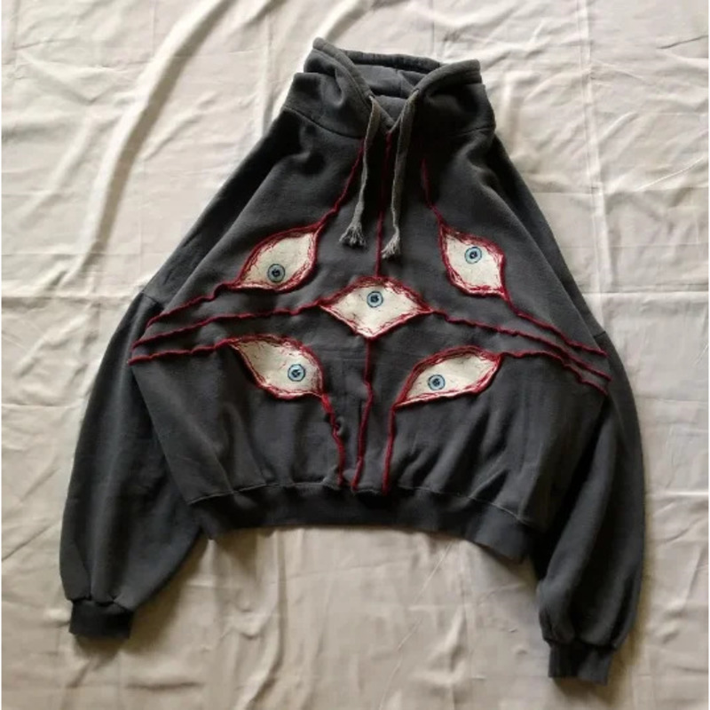 Men'S Fashion Y2K - 男性服 Y2K デーモンアイズシリーズコットンパーカー 90 年代パターンプリントトップスウェットシャツ男性ファッションパーカー