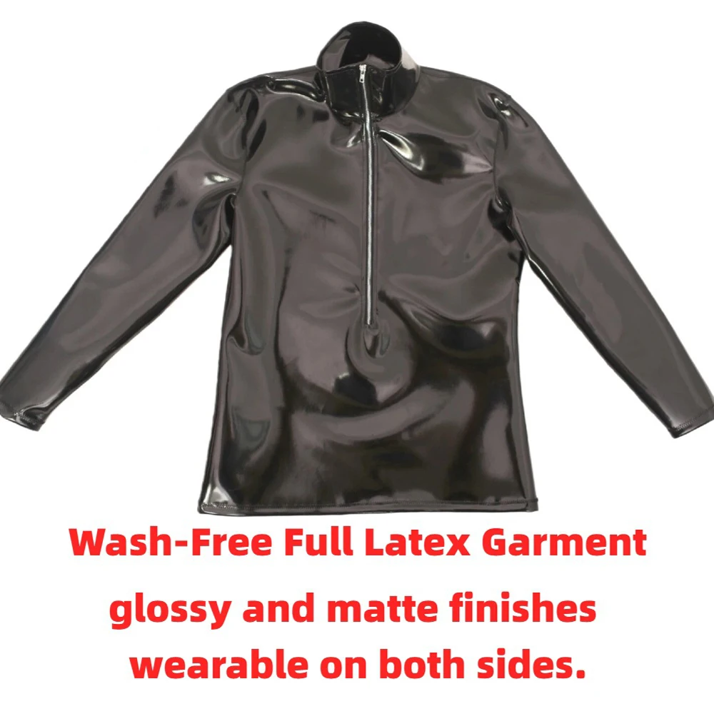 新ファッション布ラテックスメンズTシャツ長袖PVC光沢メンズ - Fashion Mens Shirt のレビューと価格