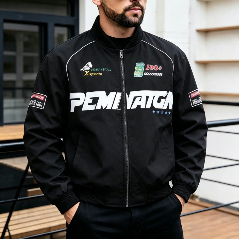 メンズ新作バーシティジャケット ヴィンテージ風レター刺繍 ス - Varsity Jacket Letterman のレビューと価格