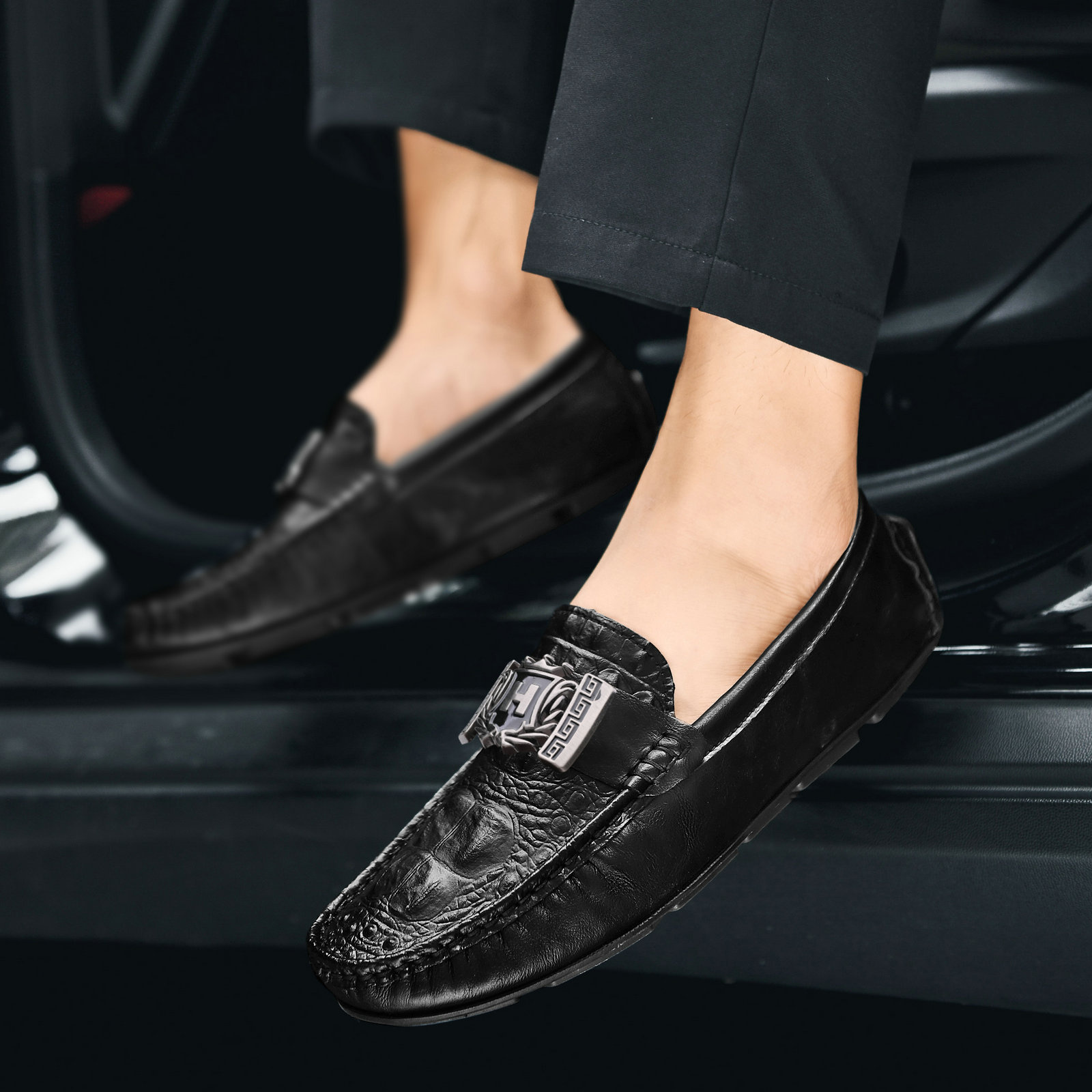 高級新本革メンズシューズ厚底ワニスタイルモカシンメンズローフ - Men'S Fashion Loafers Shoes のレビューと価格