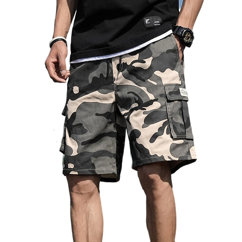 新しいメンズ迷彩カーゴショーツ、ドローストリングとマルチポケ - Mens Fashion Camo Pants のレビューと価格