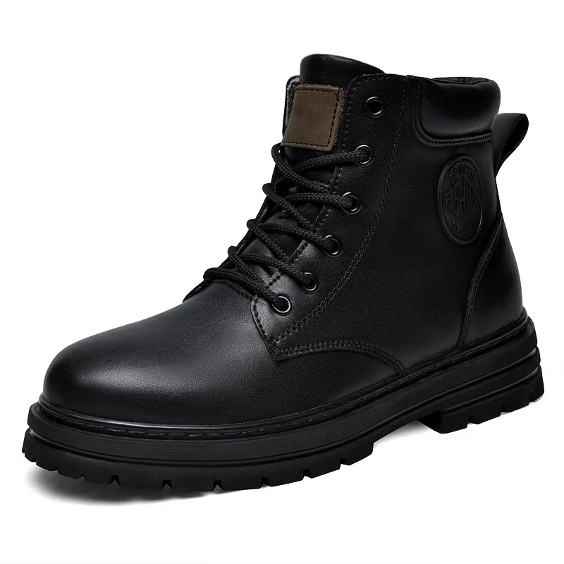 ビッグサイズ49 50 冬用ブラックレザーブーツ メンズ レ - Fashion Men'S Boots のレビューと価格