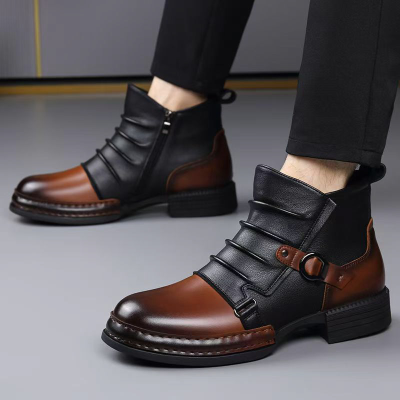 秋冬レトロアンクルブーツ男性のためのファッションカジュアルサ - Fashion Men'S Boots のレビューと価格