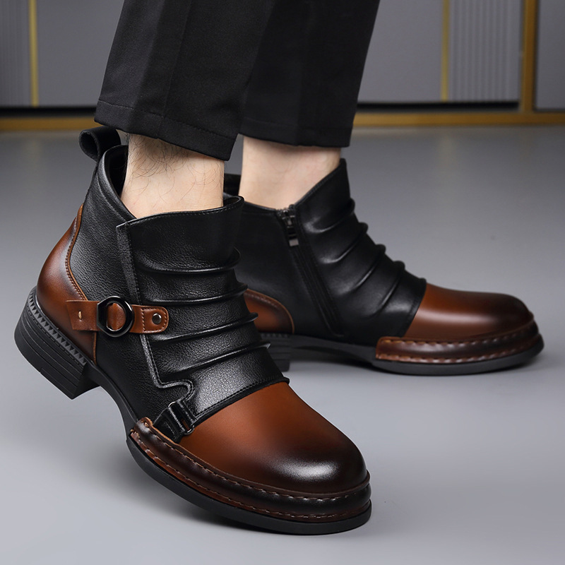 秋冬レトロアンクルブーツ男性のためのファッションカジュアルサ - Fashion Men'S Boots のレビューと価格