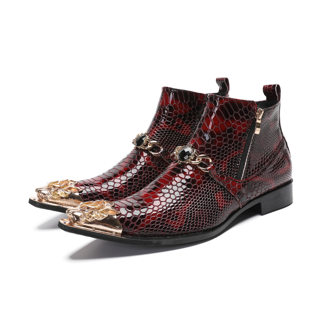 メンズファッションメタルポインテッドトゥ本革アンクルブーツ、 - Mens Fashion Dress Shoes のレビューと価格