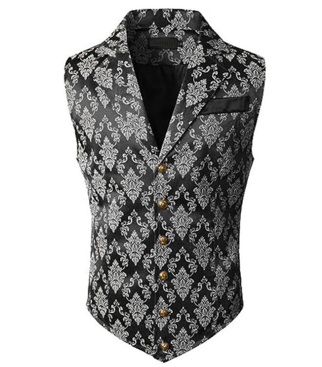 ビクトリアンフローラルジャカードメンズスーツベスト、スリムフ - Formal Waistcoat Vest のレビューと価格