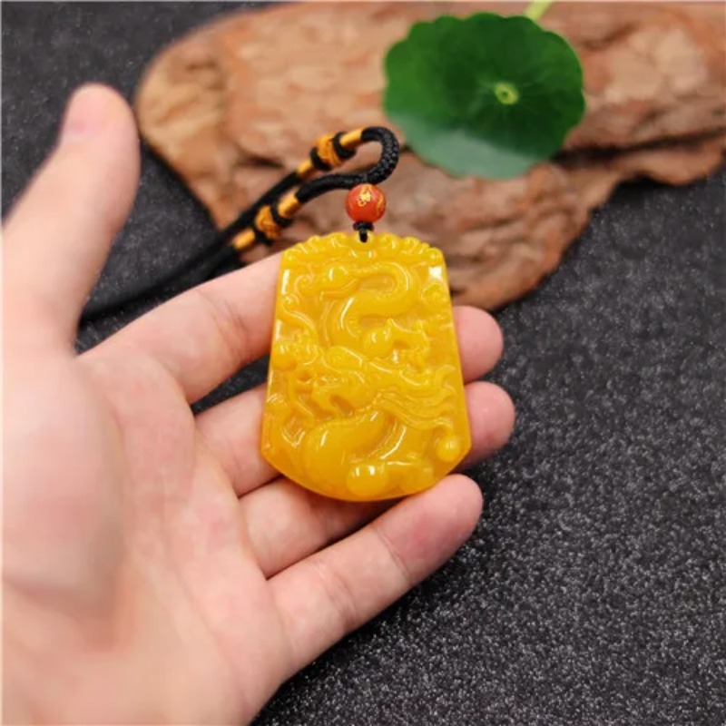 ドラゴン,ビーズ,ファッションアクセサリー,手彫りの幸運のお - Yellow Men'S Fashion のレビューと価格