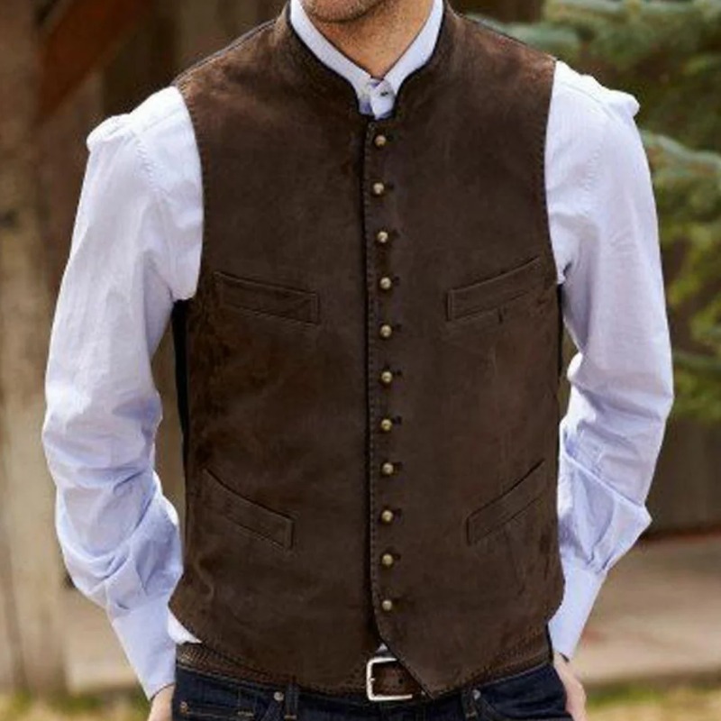 男性ベストコーヒースエードベルベットシングルボタンチョッキ結 - Formal Waistcoat Vest のレビューと価格