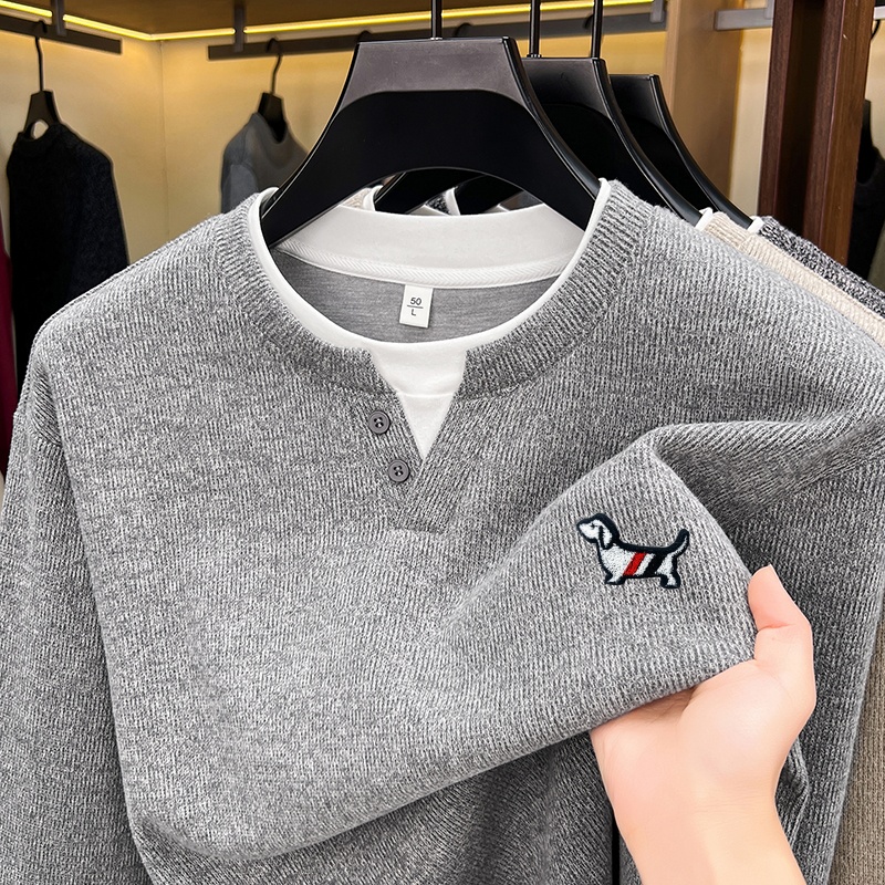 ファッショントレンド無地メンズフェイクツーピースTシャツ秋冬 - Fashion Mens Shirt のレビューと価格