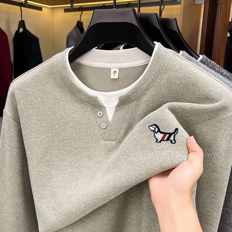 ファッショントレンド無地メンズフェイクツーピースTシャツ秋冬 - Fashion Mens Shirt のレビューと価格