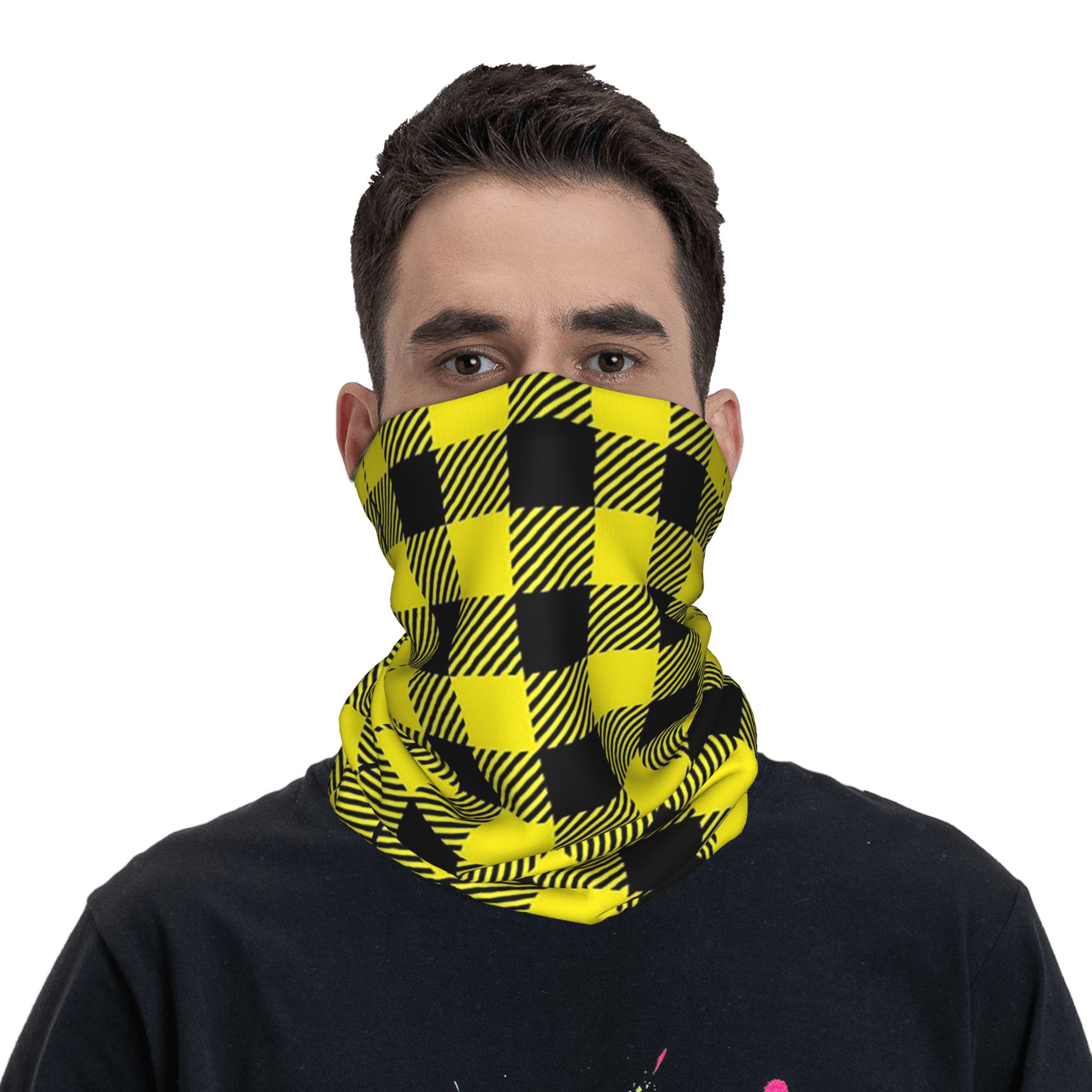 黄色と黒のバッファローチェック柄バンダナネックゲイタープリン - Yellow Men'S Fashion のレビューと価格