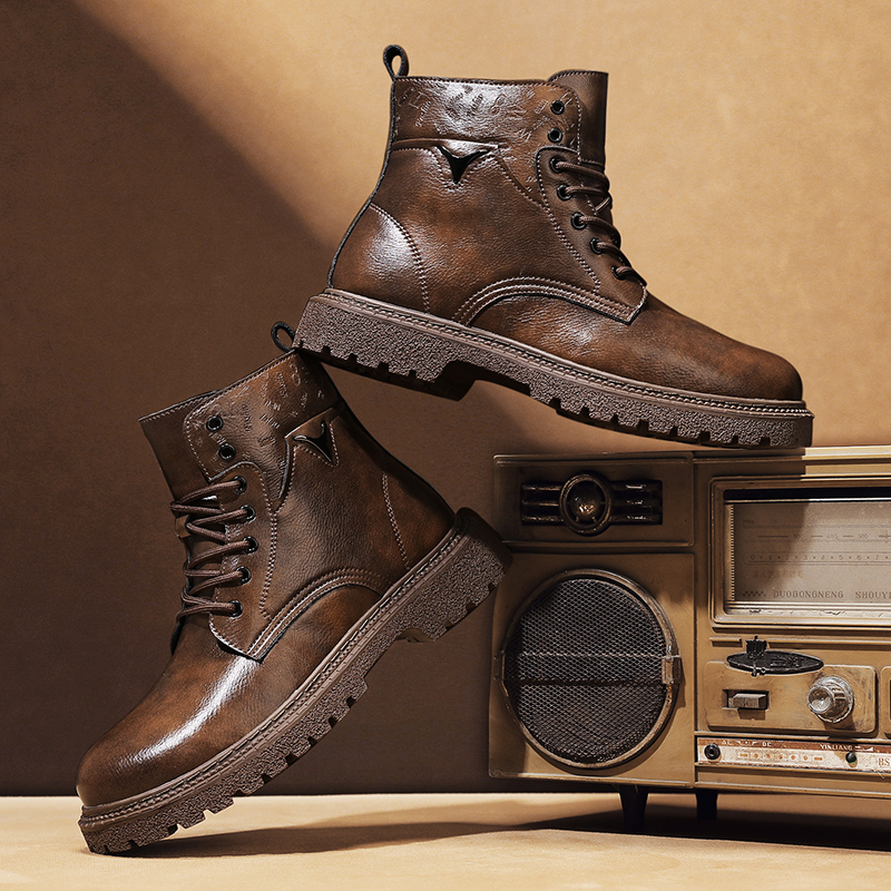 6cm身長アップ効果のあるメンズブーツ、レザー製、アウトドア - Fashion Men'S Boots のレビューと価格