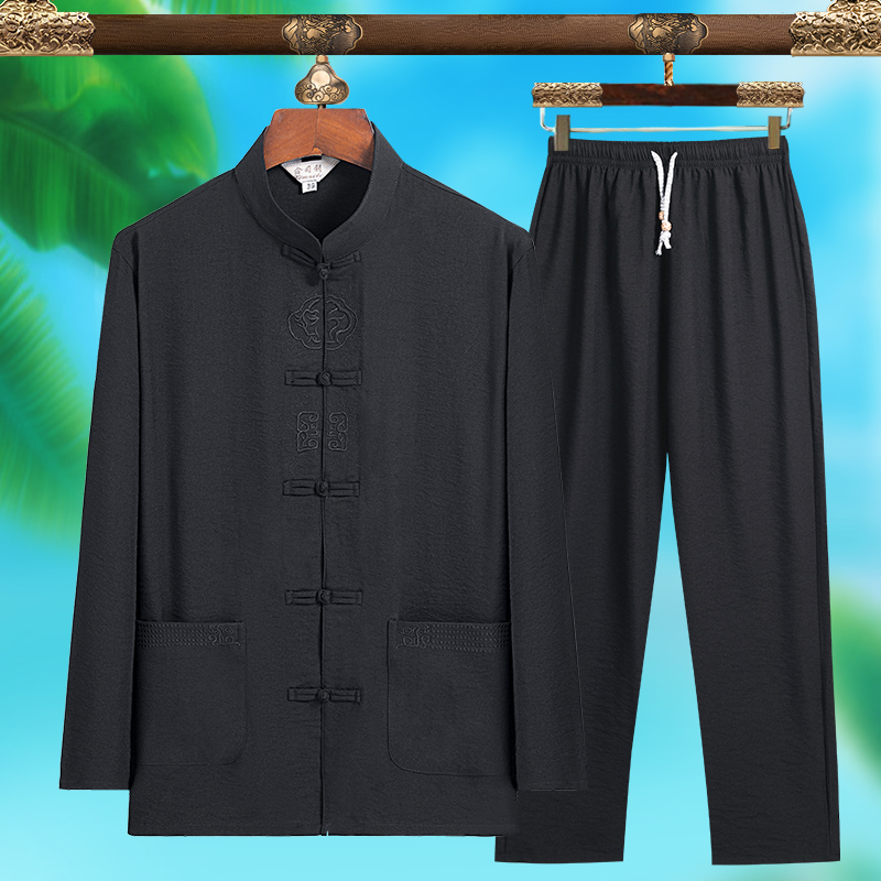 高品質メンズファッショナブルな唐服、純シルク軽量長袖セット、 - Mens Fashion Wear のレビューと価格