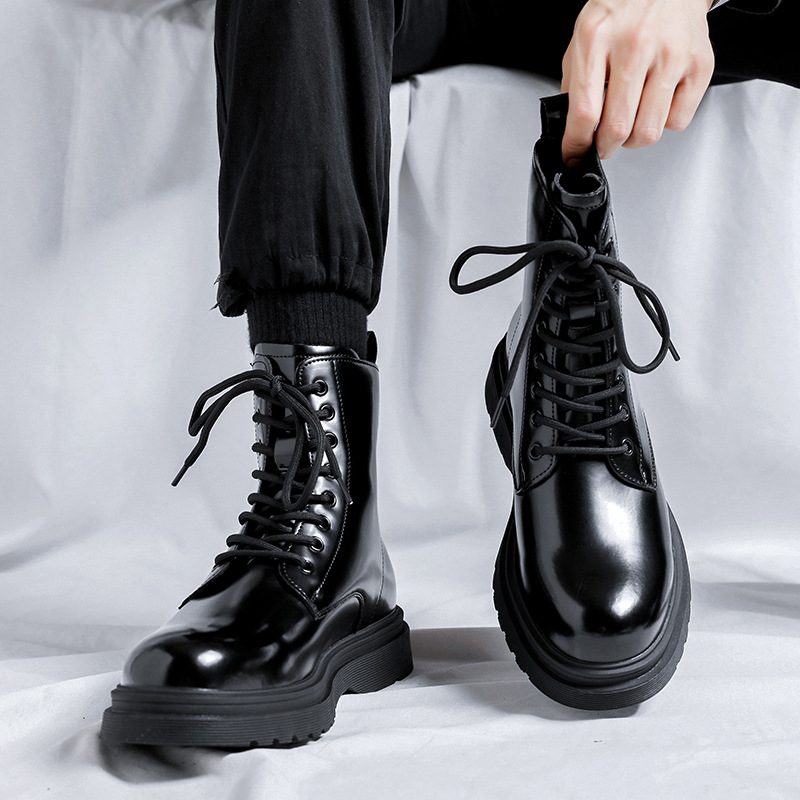 男性ファッションプラットフォームブーツ黒スタイリッシュなオリ - Mens Fashion Dress Shoes のレビューと価格