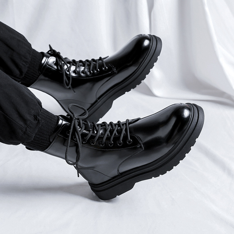 男性ファッションプラットフォームブーツ黒スタイリッシュなオリ - Mens Fashion Dress Shoes のレビューと価格