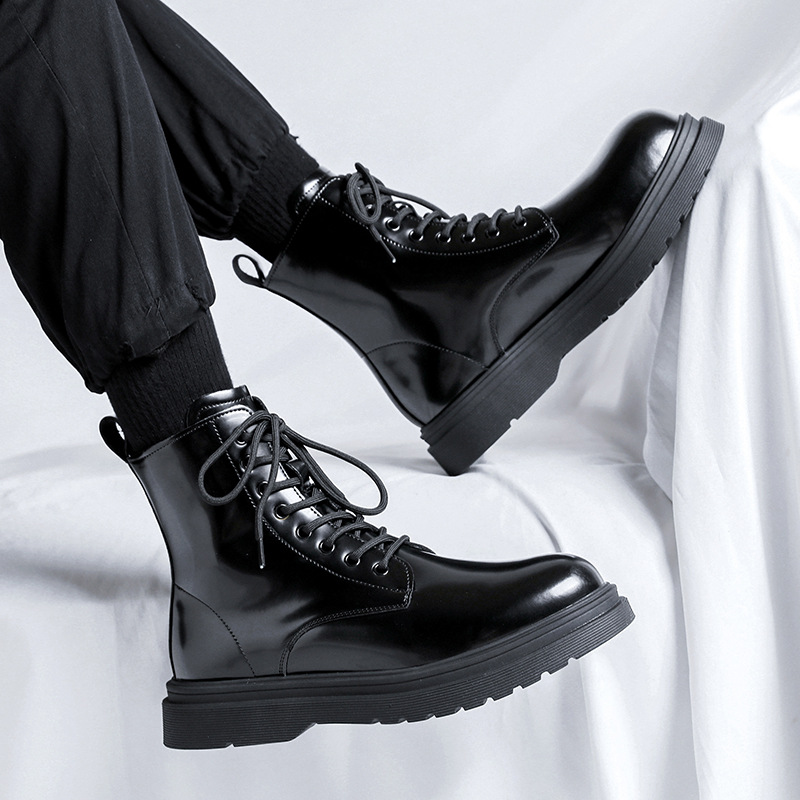 男性ファッションプラットフォームブーツ黒スタイリッシュなオリ - Mens Fashion Dress Shoes のレビューと価格