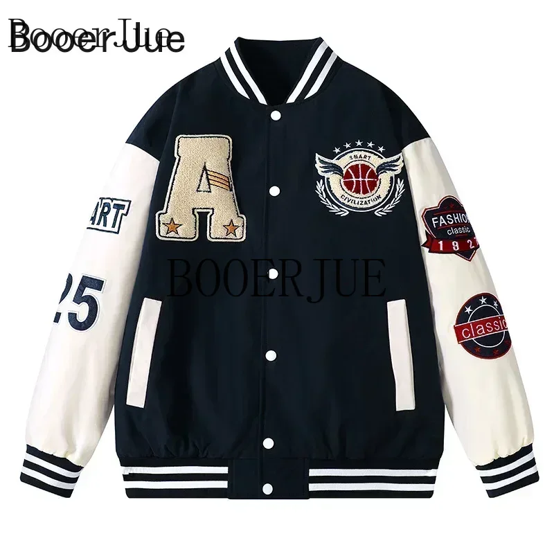 スポーツランニングレターパッチワークフェイクレザーボンバージ - Varsity Jacket Letterman のレビューと価格