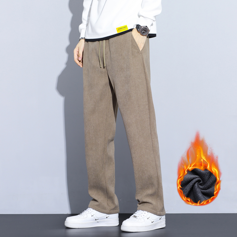 コーヒーカーキ黒グレールーズカジュアルパンツ男性冬フリース熱 - Men'S Fashion Khaki Pants のレビューと価格