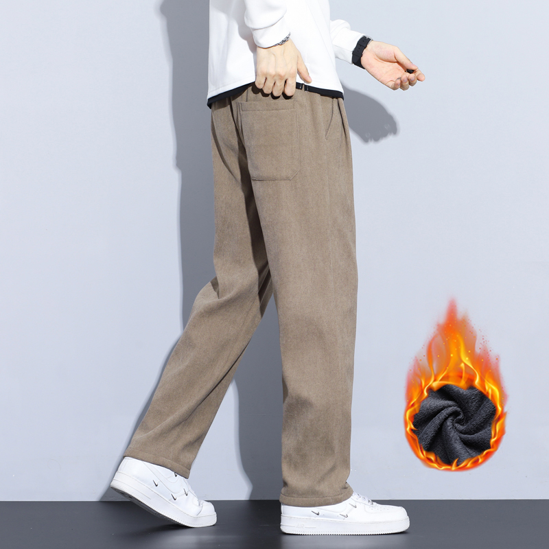 コーヒーカーキ黒グレールーズカジュアルパンツ男性冬フリース熱 - Men'S Fashion Khaki Pants のレビューと価格