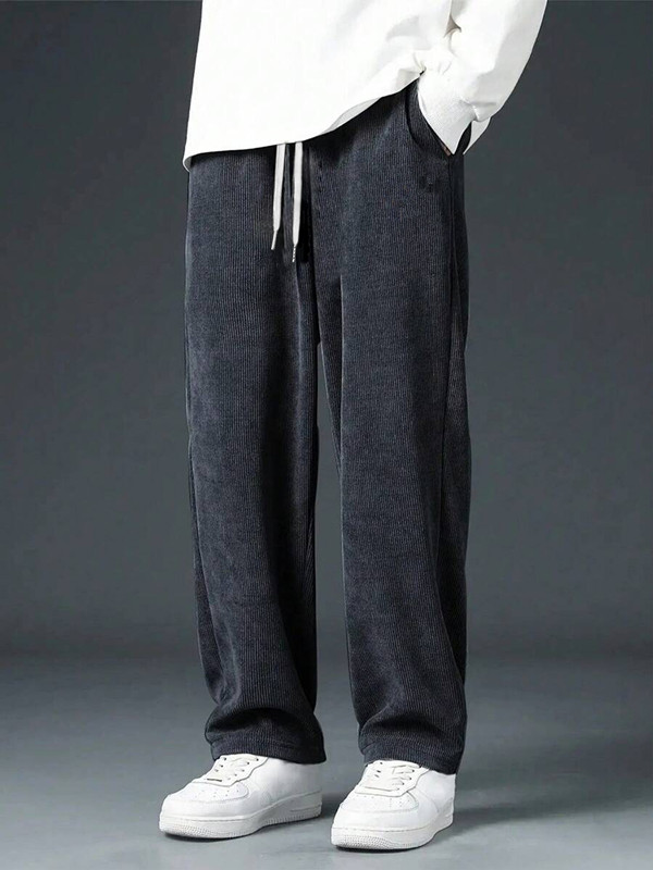 ストレートコーデュロイクラシック男性パンツカーキブラックグレ - Men'S Fashion Khaki Pants のレビューと価格