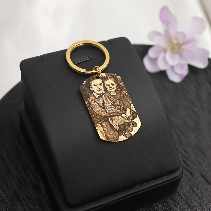 カスタム彫刻写真キーホルダーペンダントキーリングステンレス鋼 - Yellow Men'S Fashion のレビューと価格