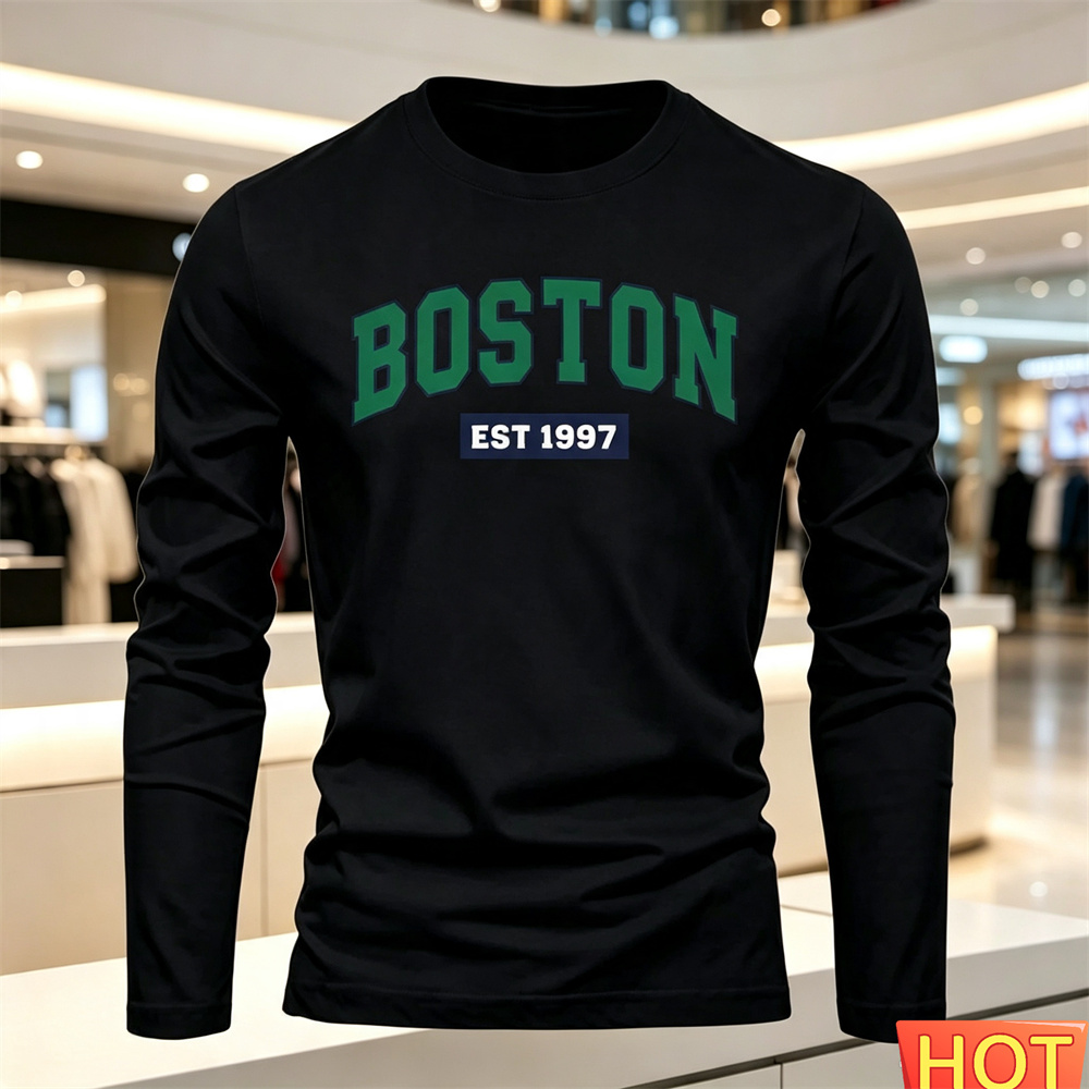 秋夏メンズ長袖 Tシャツレターパターンラウンドネック Tシャ - Fashion Mens Shirt のレビューと価格